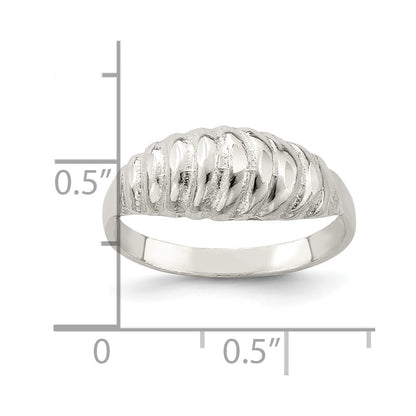 Sterling Silver Diamond-cut Domed Ring Size 8