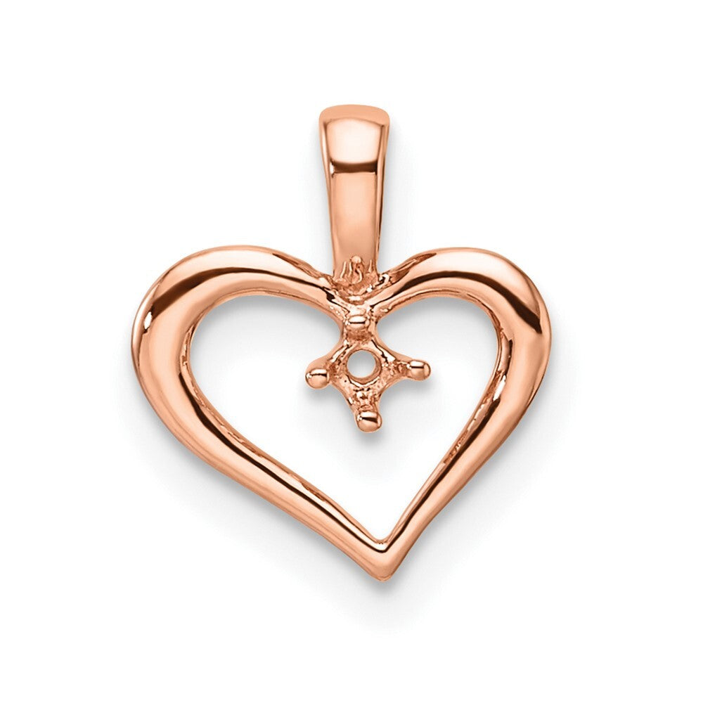 14k Rose Gold Heart Pendant Mounting for Women