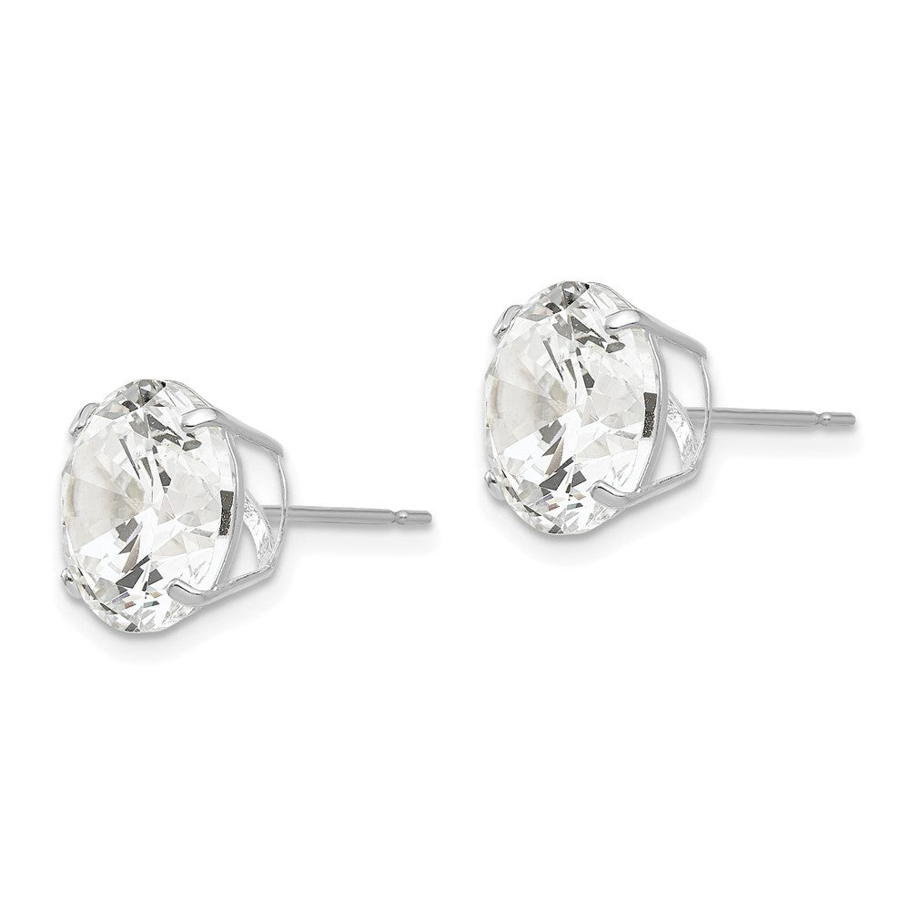 14k White Gold 10mm Round CZ Earrings