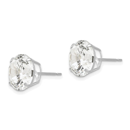 14k White Gold 10mm Round CZ Earrings