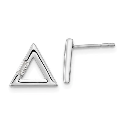 14k White Gold Polished Triangle Diamond Stud Earrings Gift for Women
