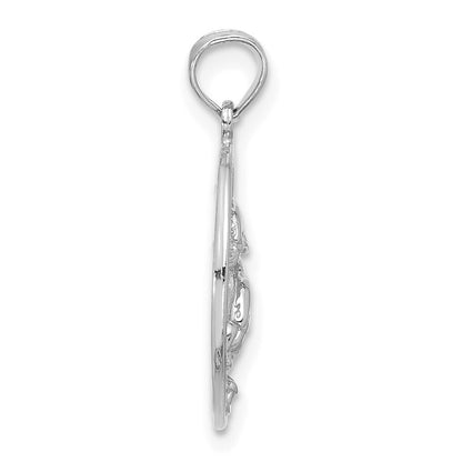 14k White Gold Double Dolphin Circle Pendant for Women