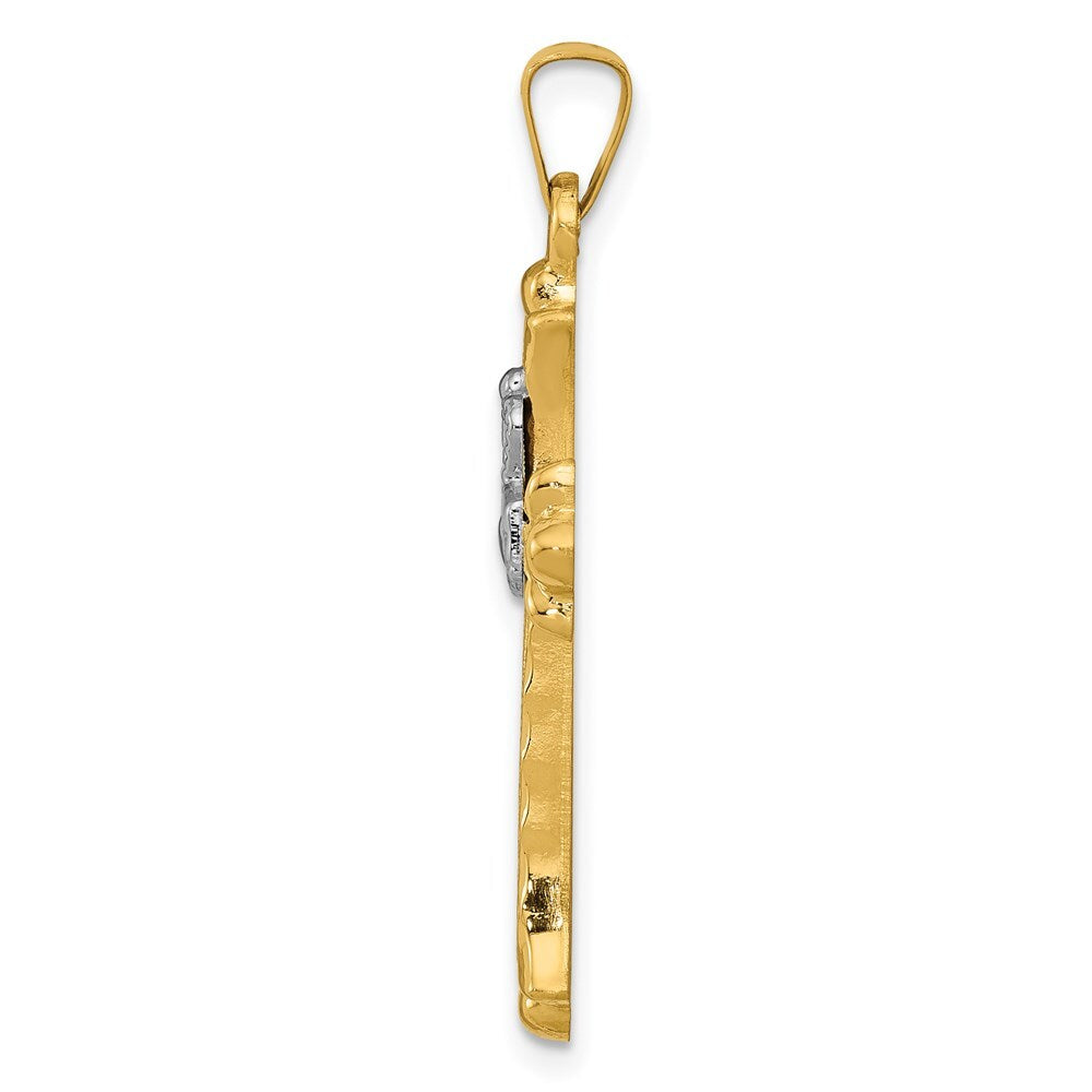 14k Two-tone Gold Claddagh Cross Pendant for Women