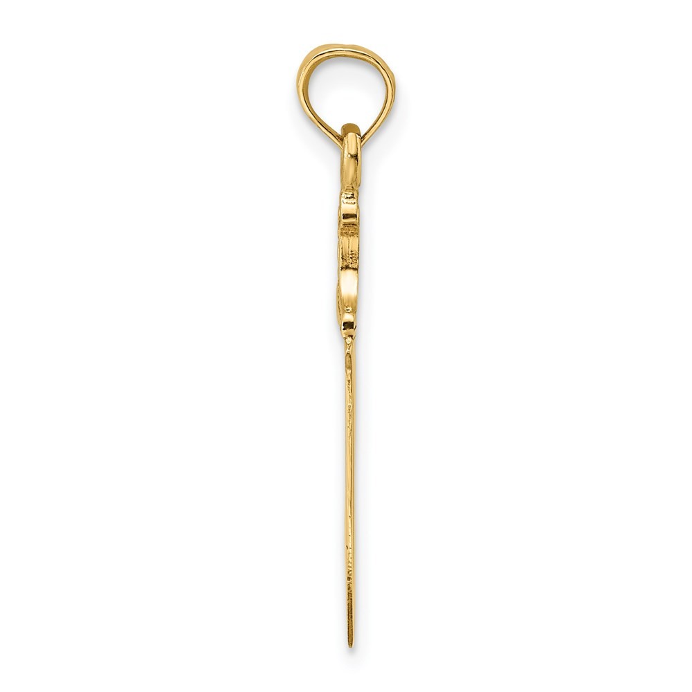 14k Yellow Gold 3-D Polished Butcher Knife Charm Pendant
