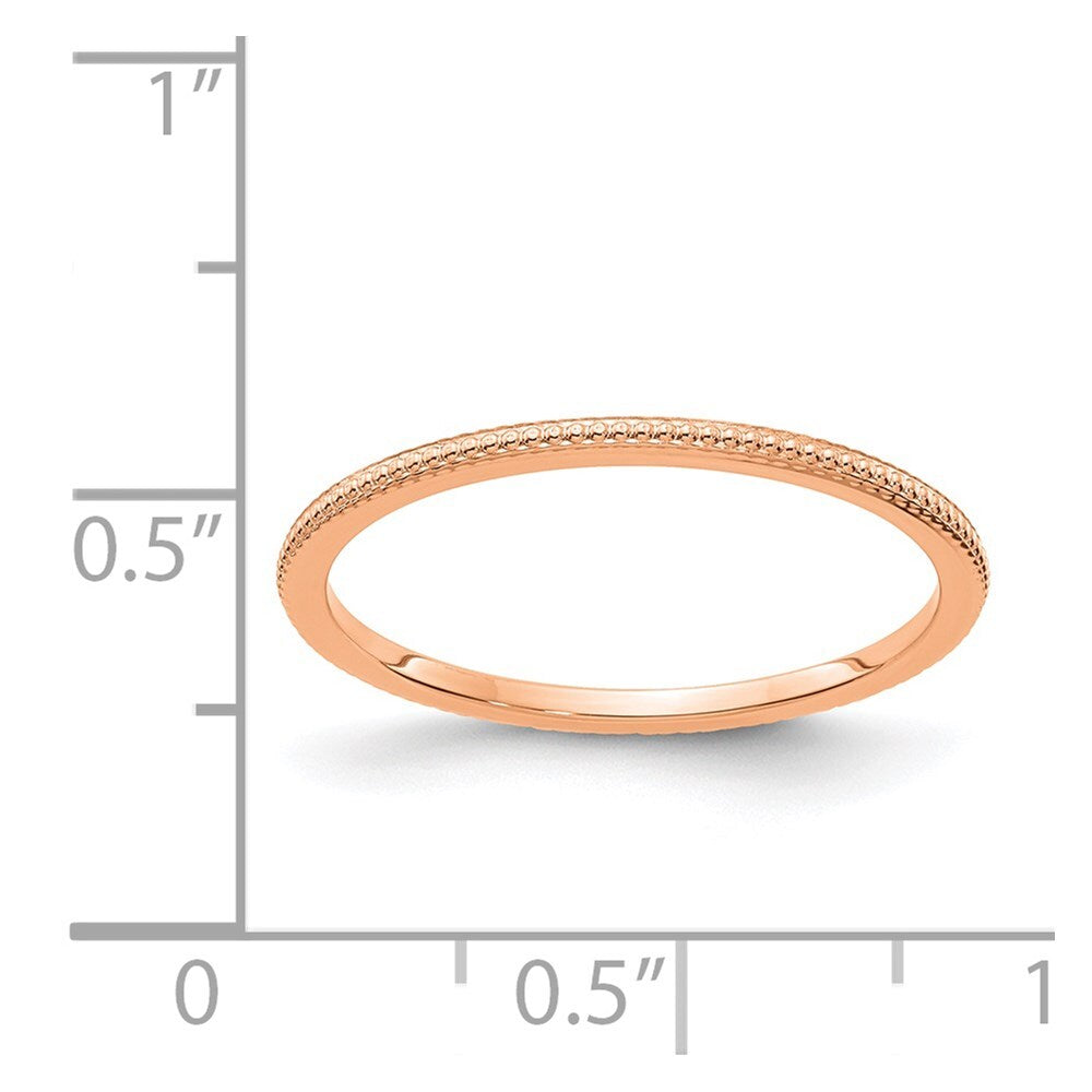 14K Rose Gold 1.2mm Beaded Stackable Band Size 9