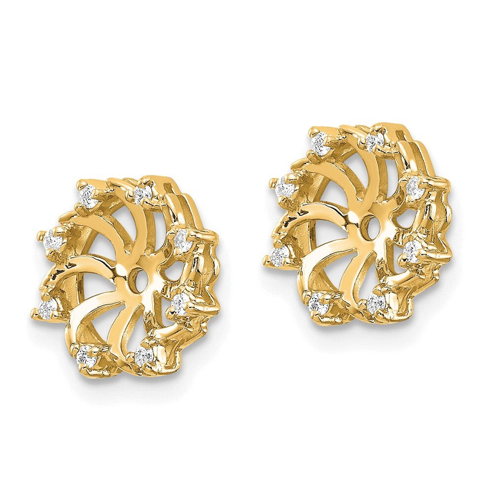 14k Yellow Gold AA Diamond Earring Jacket Gift for Women