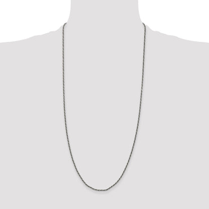 Sterling Silver Ruthenium-plated 1.7mm Twisted Tight Wheat Chain