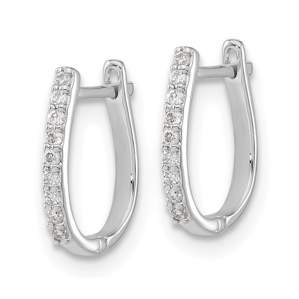 14k White Gold Diamond Hinged Hoop Earrings Gift for Women