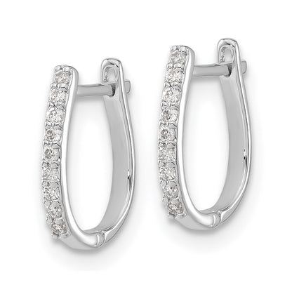 14k White Gold Diamond Hinged Hoop Earrings Gift for Women