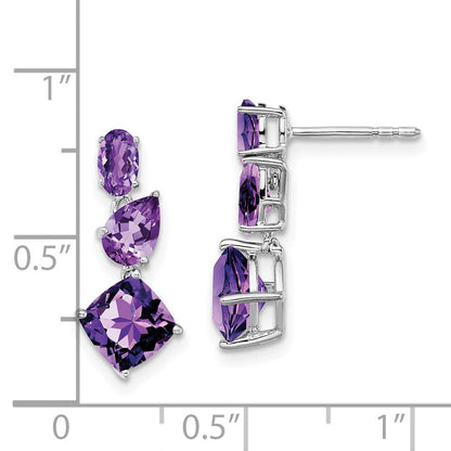14k White Gold Amethyst Dangle Earrings Gift for Women