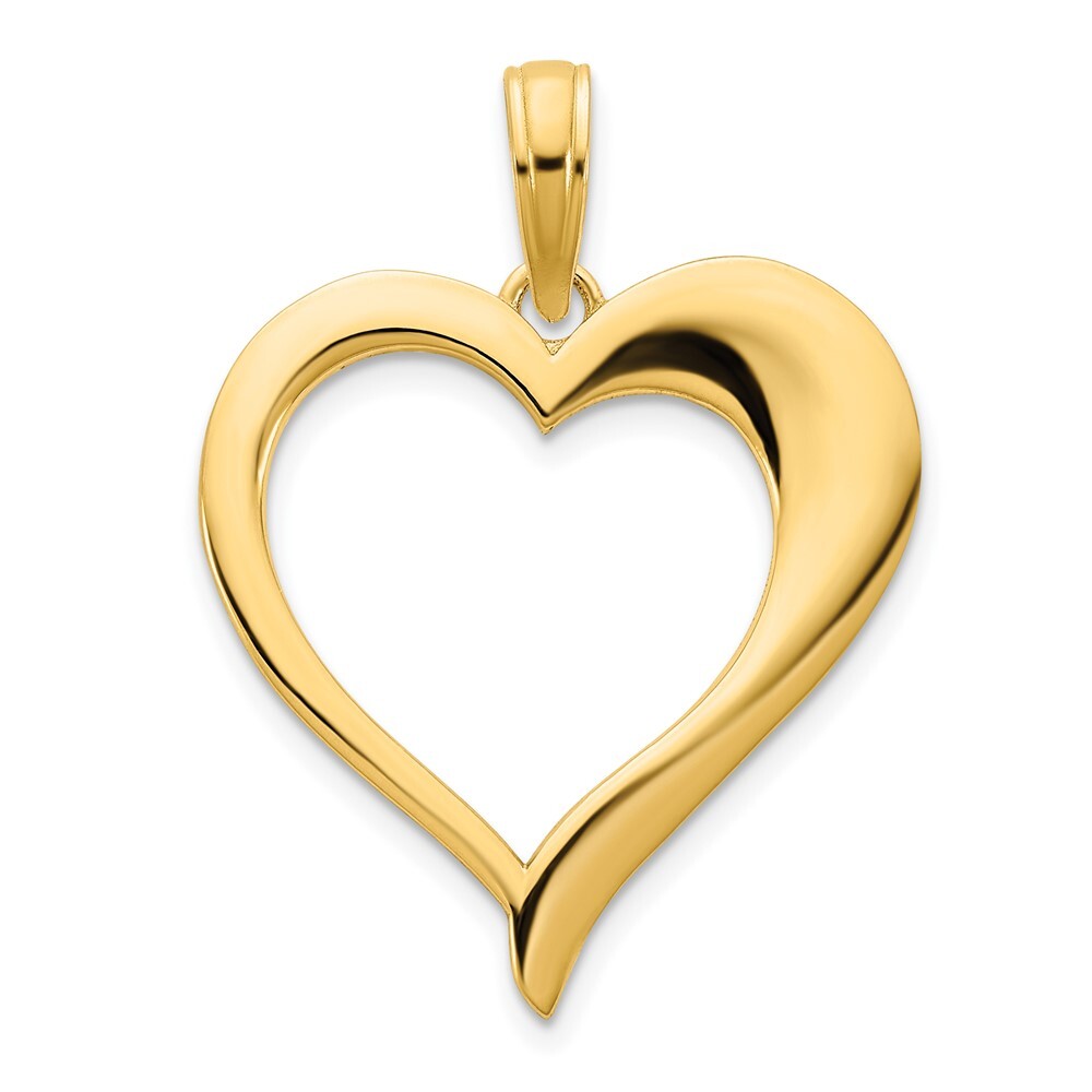 14k Yellow Gold Open Heart Pendant for Women