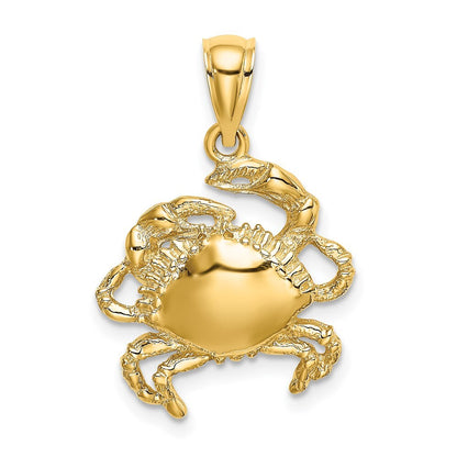 14k Yellow Gold Crab Charm Pendant for Women