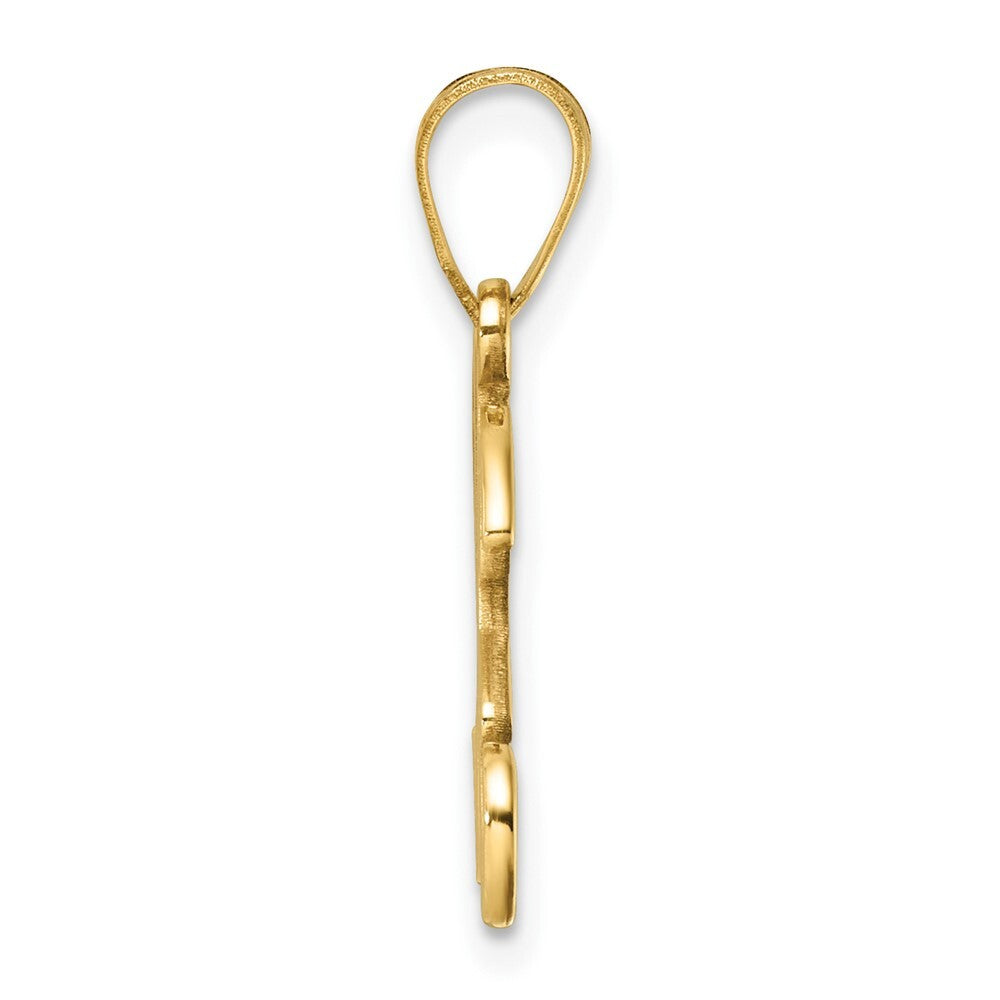 14k Yellow Gold Script Letter H Initial Pendant for Women