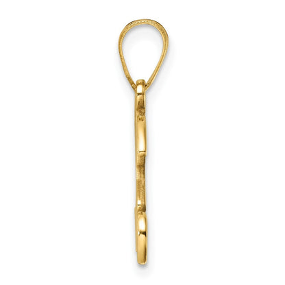 14k Yellow Gold Script Letter H Initial Pendant for Women