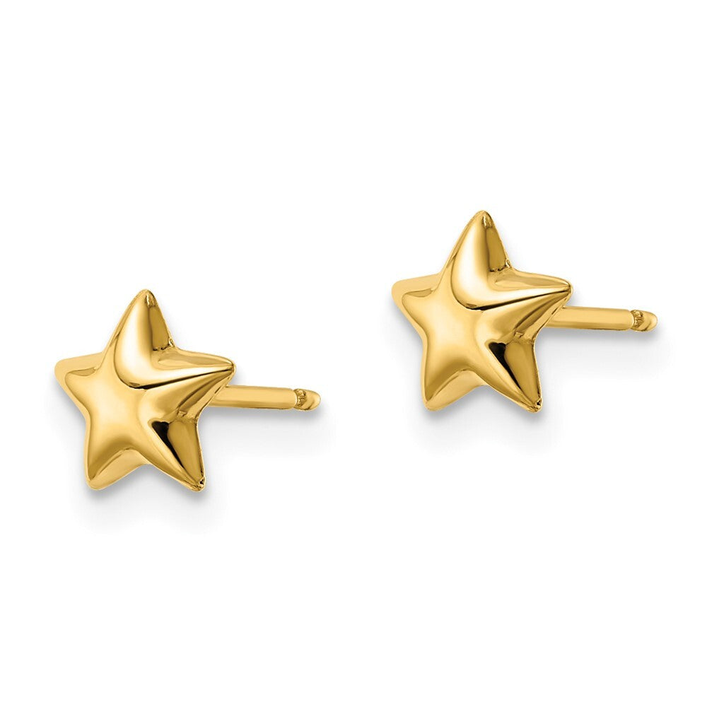14k Yellow Gold Polished Star Stud Earrings Gift for Women