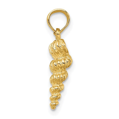 14k Yellow Gold 3-D Mini Common Wentletrap Shell Charm Pendant for Women