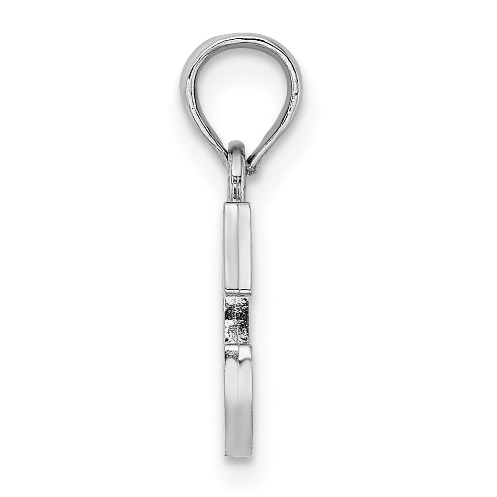14K White Polished Block Letter C Initial Pendant