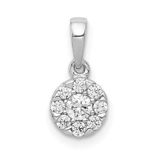 14k White Gold 1/4ct. Diamond Circle Cluster Pendant for Women
