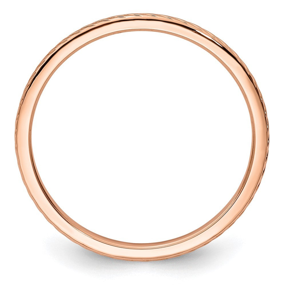 14K Rose Gold 1.2mm Twisted Wire Pattern Stackable Band Ring Size 7.5
