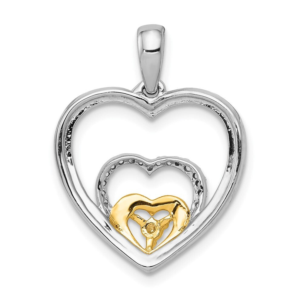 14k Two-tone Gold 1/15ct. Diamond Triple Heart Pendant for Women