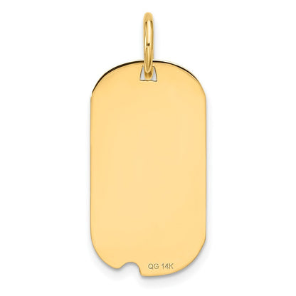 14k Yellow Gold Polished Letter P Initial Dog Tag Pendant for Women