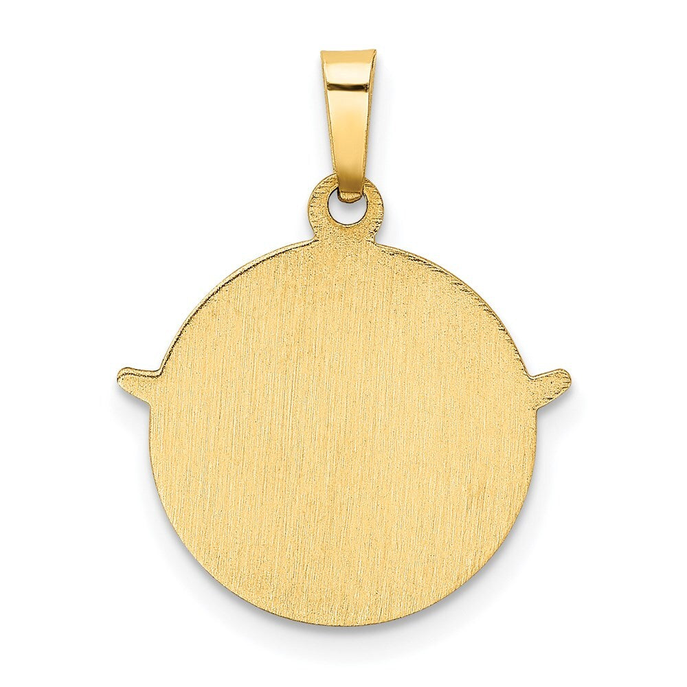 14k Yellow Gold Holy Spirit Medal Hollow Round Pendant for Women