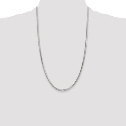 Sterling Silver 3.1mm Diamond-cut Square Franco Chain