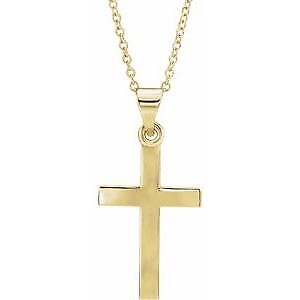 14k Yellow Gold Cross Pendant Necklace 18"