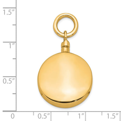 Sterling Silver Gold-tone Polished Round Ash Holder Pendant