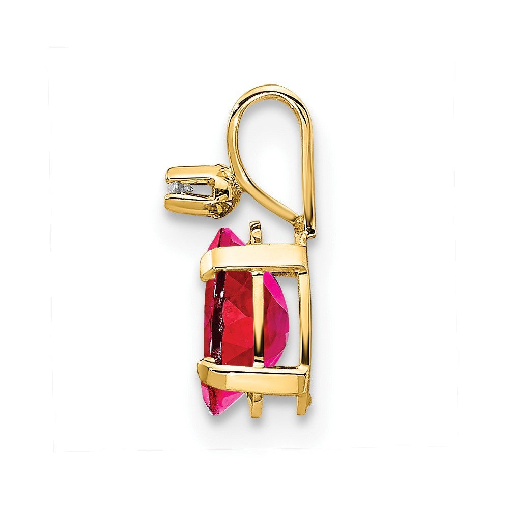 14k Yellow Gold Diamond & Ruby Birthstone Pendant