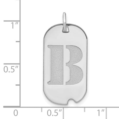 14k White Gold Polished Letter B Initial Dog Tag Pendant for Women