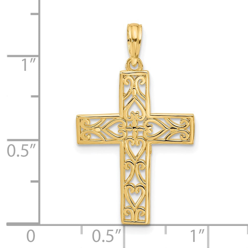 14k Yellow Gold Fancy Cross Charm