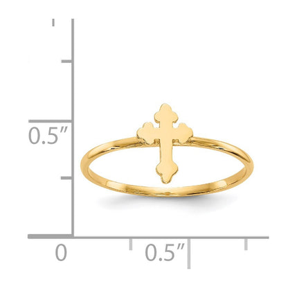 14K Yellow Gold Polished Cross Ring
