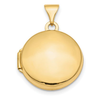14k Yellow Gold Polished Domed 16mm Round Locket Pendant for Women