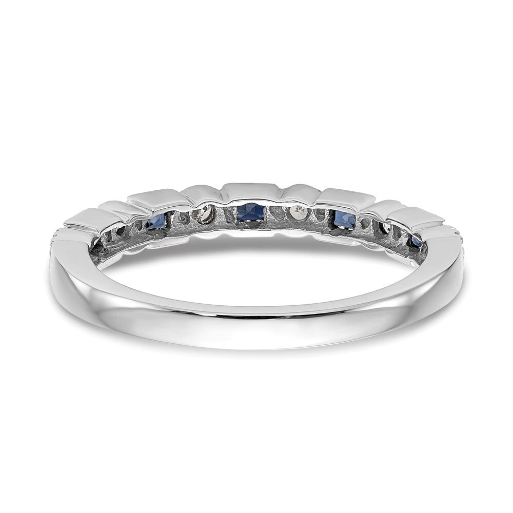 14k White Gold 1/10 carat Diamond and Blue Sapphire Complete Band Size 7