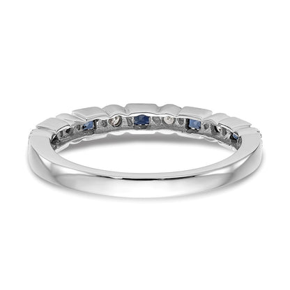 14k White Gold 1/10 carat Diamond and Blue Sapphire Complete Band Size 7