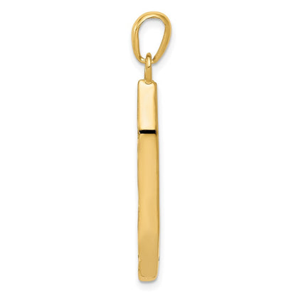 14k Yellow Gold  White Rhodium Mezuzah Shin Charm Pendant for Women