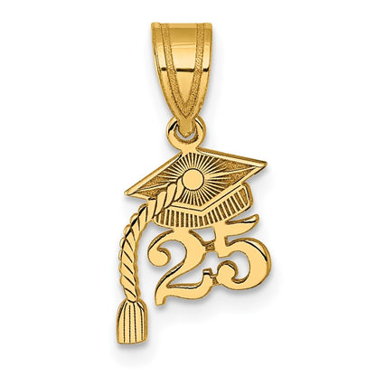 14k Yellow Gold Graduation Cap 25 with Tassel Charm