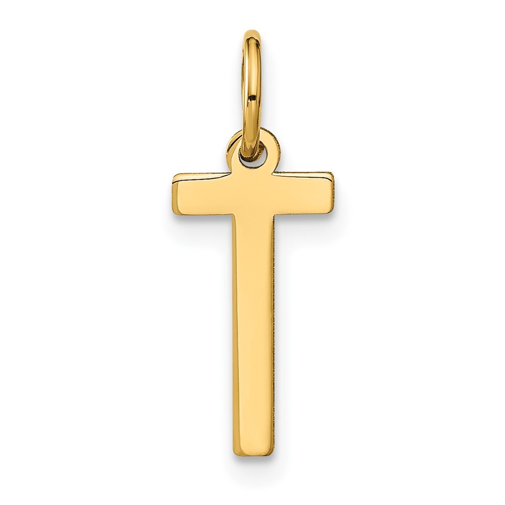 14k Yellow Gold Letter T Initial Pendant