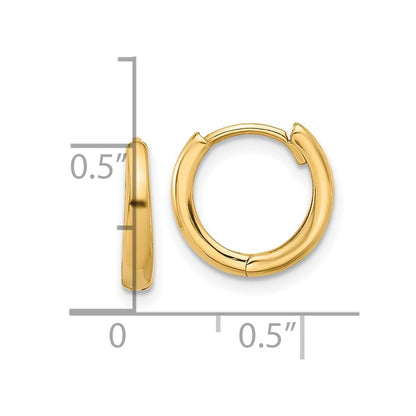 14k Yellow Gold Polished Hinged Hoop Earrings Gift for Women
