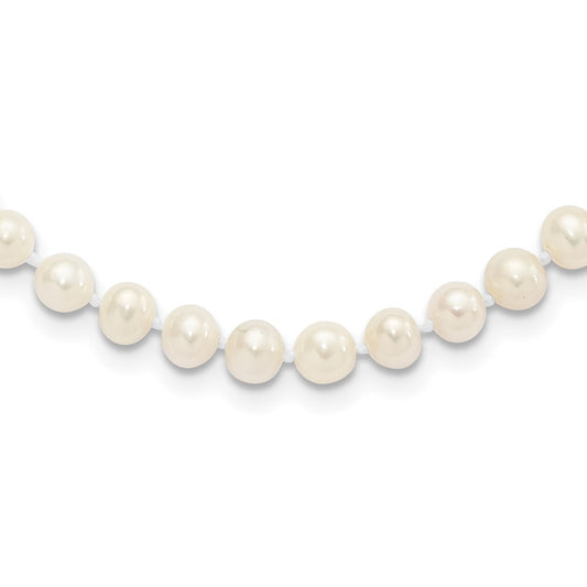 Sterling Silver Rhodium-plated 5-6mm White Cultured Pearl Necklace 18"