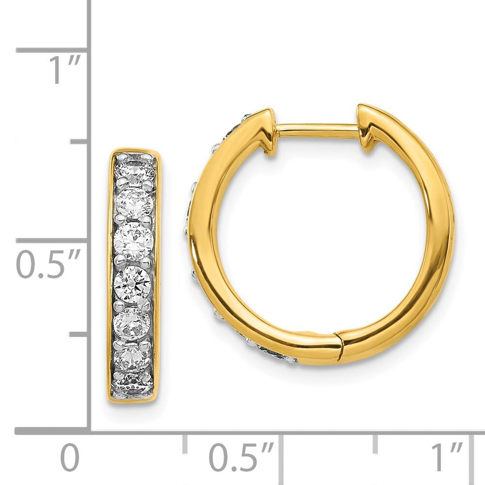 14k Yellow Gold Diamond Hinged Hoop Earrings