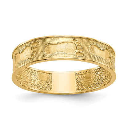 14K Yellow Gold Footprints In The Sand Ring