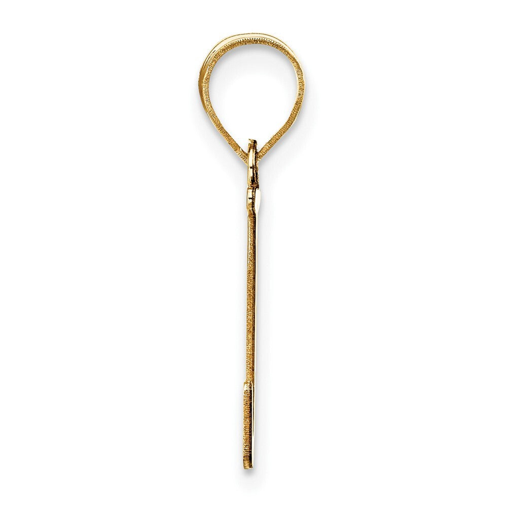 14k Yellow Gold Polished Etched Letter J Initial Pendant for Women