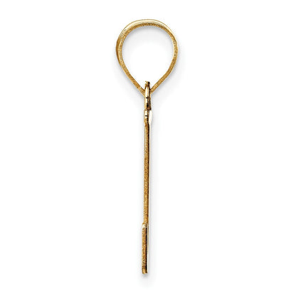14k Yellow Gold Polished Etched Letter J Initial Pendant for Women