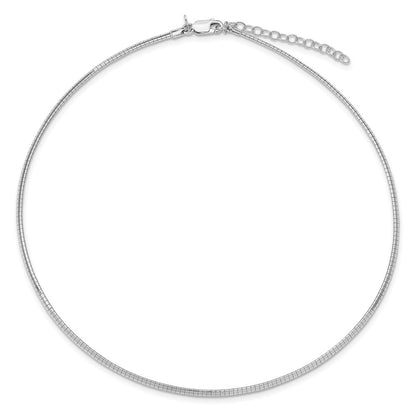 Sterling Silver Rhodium-plated 2mm with 2 inch Extention Cubetto Chain Necklace