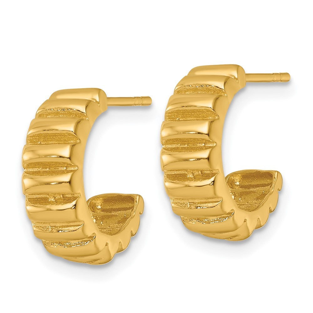 Sterling Silver Gold-tone Polished Scalloped C-Hoop Earrings