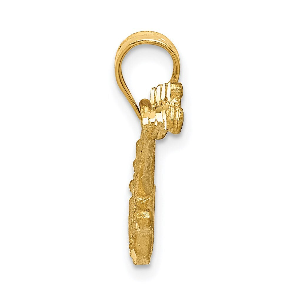 14k Yellow Gold 3D Guitar Charm Pendant for Women