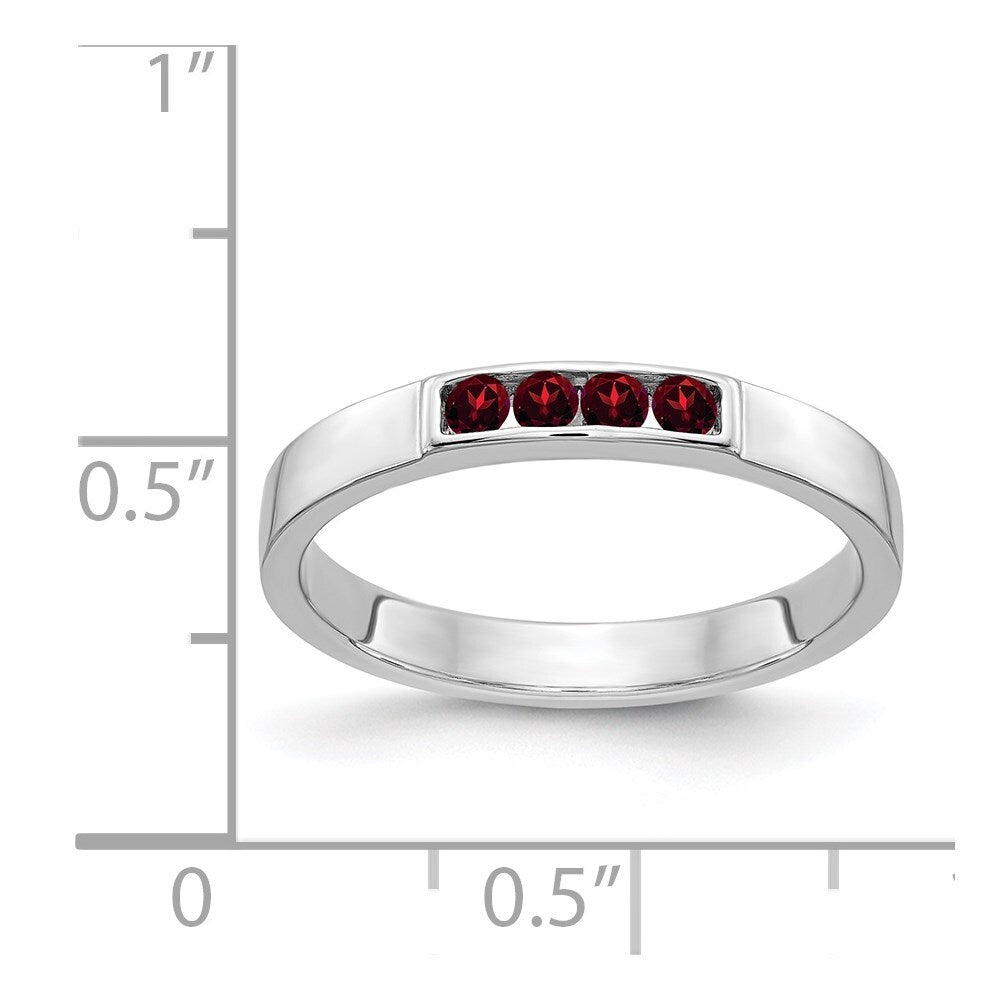 14k White Gold 4-stone Garnet Band Size 7