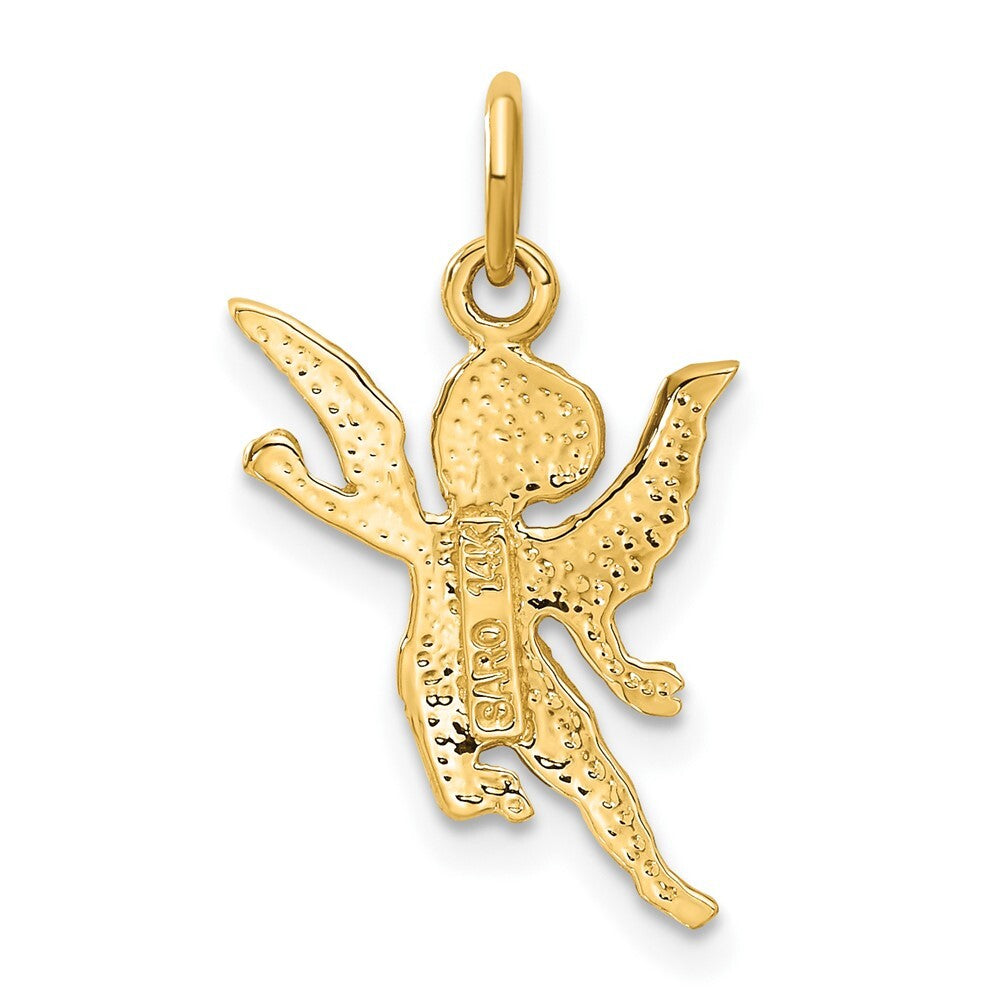 14k Yellow Gold Diamond-cut Angel Charm Pendant for Women